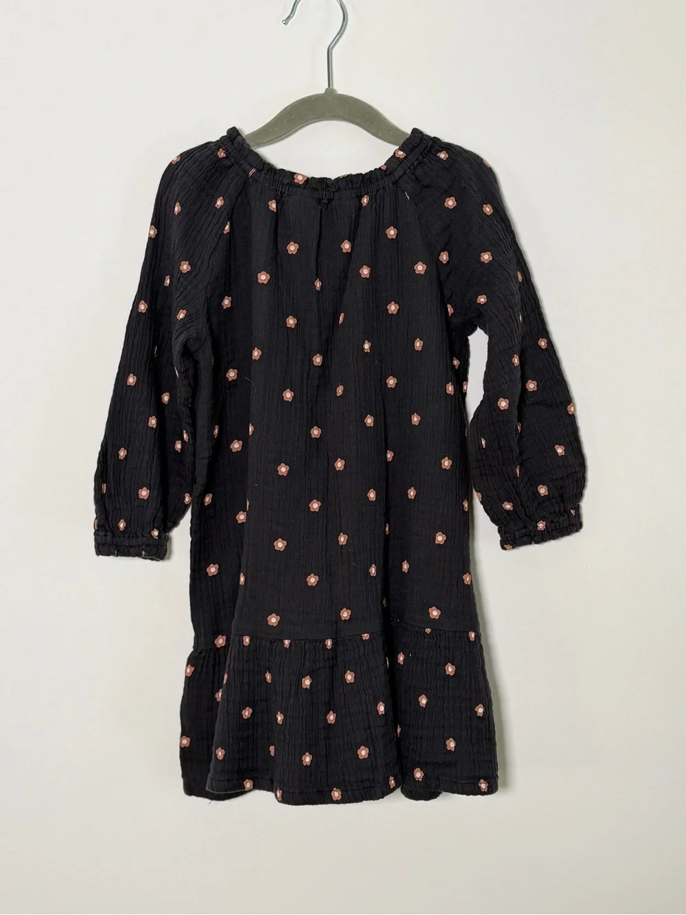 H&M Kids Floral Pink Dark Grey Dress Cotton Size 5